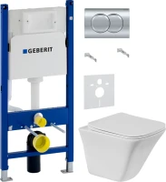 Комплект Унитаз подвесной BelBagno Marmi + Крышка BB052SC с микролифтом + Инсталляция Geberit Duofix Delta 458.149.21.1 с кнопкой смыва, хром + Звукоизоляция
