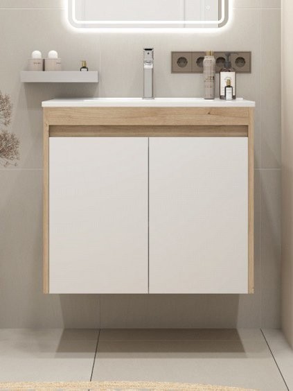 Тумба с раковиной Teymi Netta 70 дуб, белая