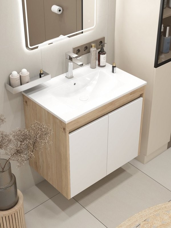 Тумба с раковиной Teymi Netta 70 дуб, белая