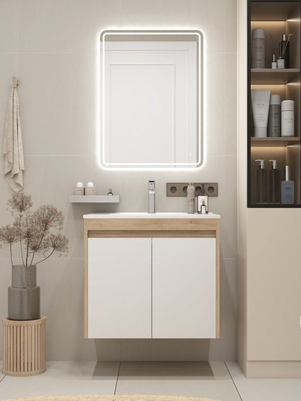 Тумба с раковиной Teymi Netta 70 дуб, белая