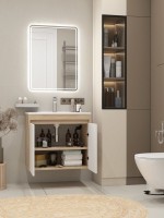 Тумба с раковиной Teymi Netta 70 дуб, белая