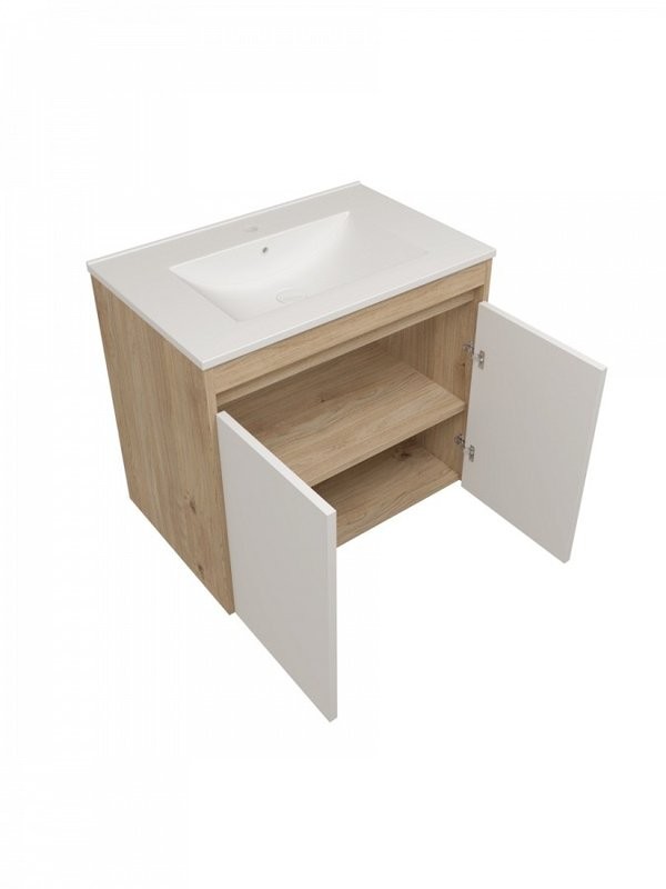 Тумба с раковиной Teymi Netta 70 дуб, белая