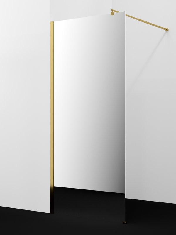 Душевая перегородка Wasserkraft Rur 30W 120 см, профиль глянцевое золото, стекло зеркальное