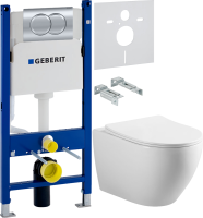 Комплект Унитаз подвесной Vincea Esse + Звукоизоляция Geberit + Инсталляция Duofix Delta 458.149.21.1 с кнопкой смыва, хром