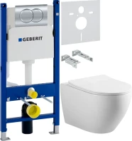 Комплект Унитаз подвесной Vincea Esse + Звукоизоляция Geberit + Инсталляция Duofix Delta 458.149.21.1 с кнопкой смыва, хром