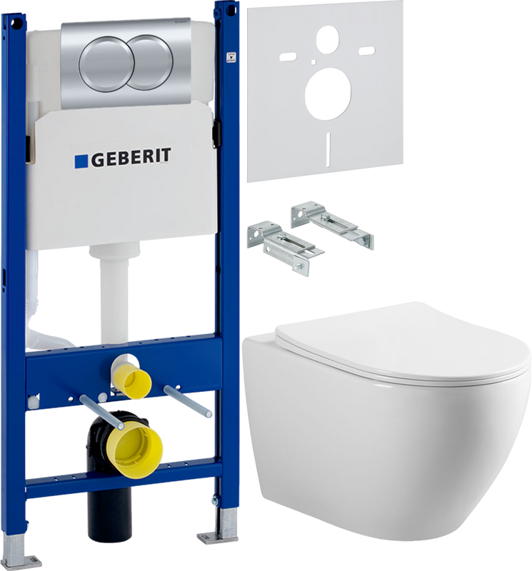 Комплект Унитаз подвесной Vincea Esse + Звукоизоляция Geberit + Инсталляция Duofix Delta 458.149.21.1 с кнопкой смыва, хром