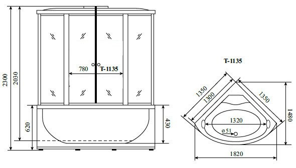 Душевой бокс Timo Standart T-1135