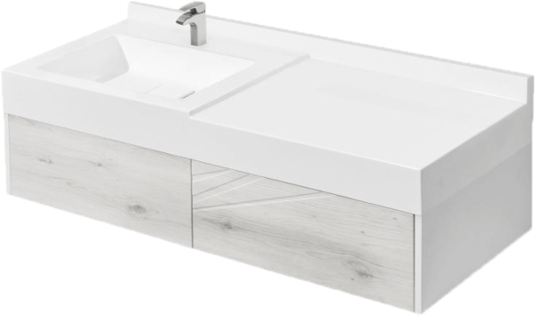 Тумба с раковиной AQUATON Сакура 120 L, ольха наварра, белая