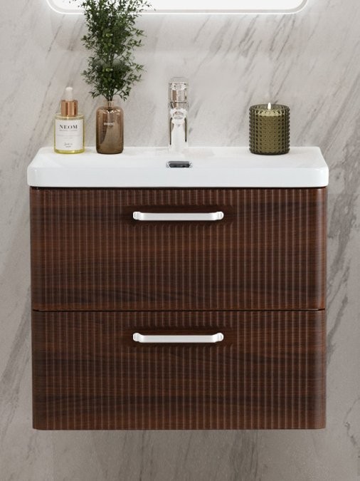 Тумба с раковиной BelBagno Due 60 ручки белые, noce