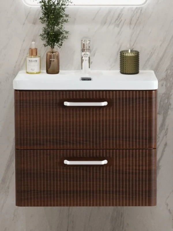 Тумба с раковиной BelBagno Due 60 ручки белые, noce