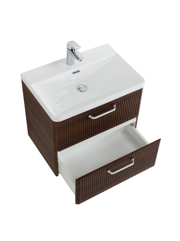 Тумба с раковиной BelBagno Due 60 ручки белые, noce