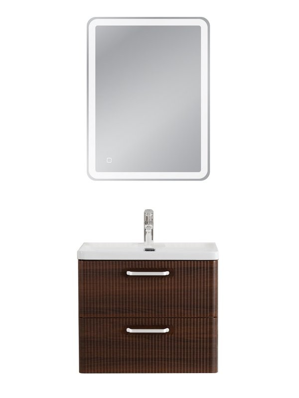 Тумба с раковиной BelBagno Due 60 ручки белые, noce