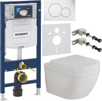 Комплект Унитаз подвесной Grohe Euro Ceramic + Крышка 39330001 с микролифтом + Инсталляция Geberit Duofix UP 320 111.300.00.5 + Кнопка Sigma 01 115.770.11.5 белая + Крепления 111.815.00.1 к стене + Звукоизоляция