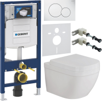 Комплект Унитаз подвесной Grohe Euro Ceramic + Крышка 39330001 с микролифтом + Инсталляция Geberit Duofix UP 320 111.300.00.5 + Кнопка Sigma 01 115.770.11.5 белая + Крепления 111.815.00.1 к стене + Звукоизоляция