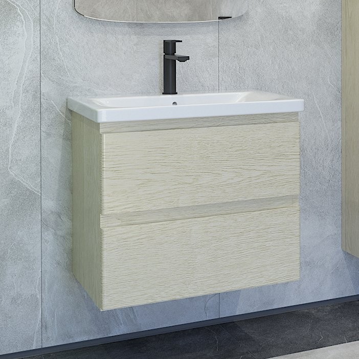 Тумба с раковиной Caprigo Forte 65 подвесная, беленый дуб