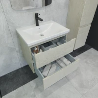 Тумба с раковиной Caprigo Forte 65 подвесная, беленый дуб