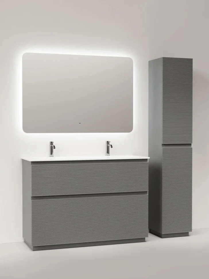 Мебель для ванной комнаты Sancos Folk Floor 120 напольная, ergraut soft, раковина CN7016