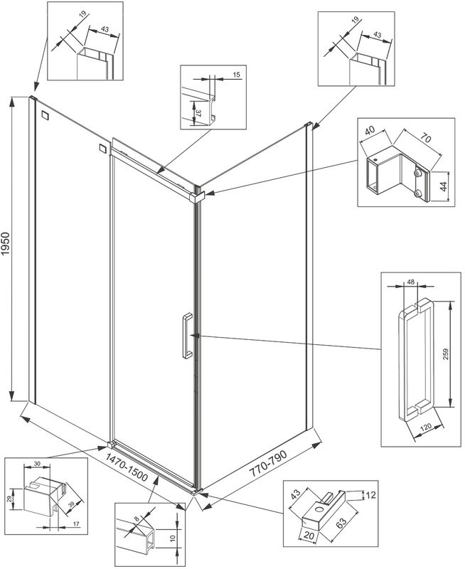 Душевой уголок Veconi Rovigo RV-070G 150x80, брашированное золото