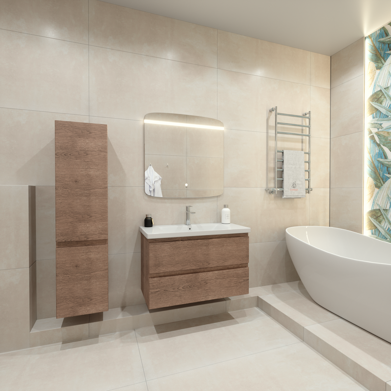 Мебель для ванной комнаты Caprigo Forte 90 подвесная, светлый орех