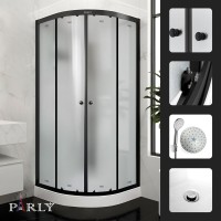 Душевая кабина Parly Bett B831 80х80, с низким поддоном, профиль матовый черный, стекло матовое