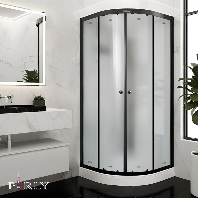 Душевая кабина Parly Bett B831 80х80, с низким поддоном, профиль матовый черный, стекло матовое