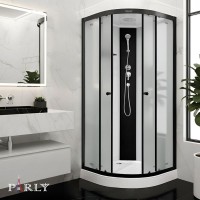 Душевая кабина Parly Bett B831 80х80, с низким поддоном, профиль матовый черный, стекло матовое