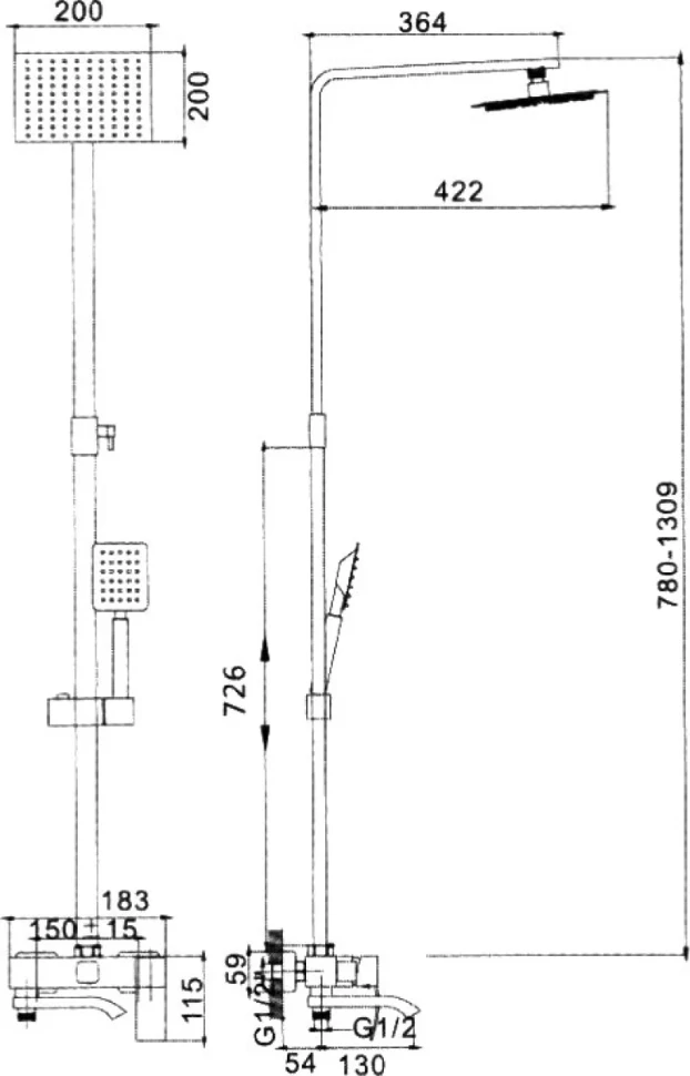 Душевая стойка Haiba HB24815 сталь