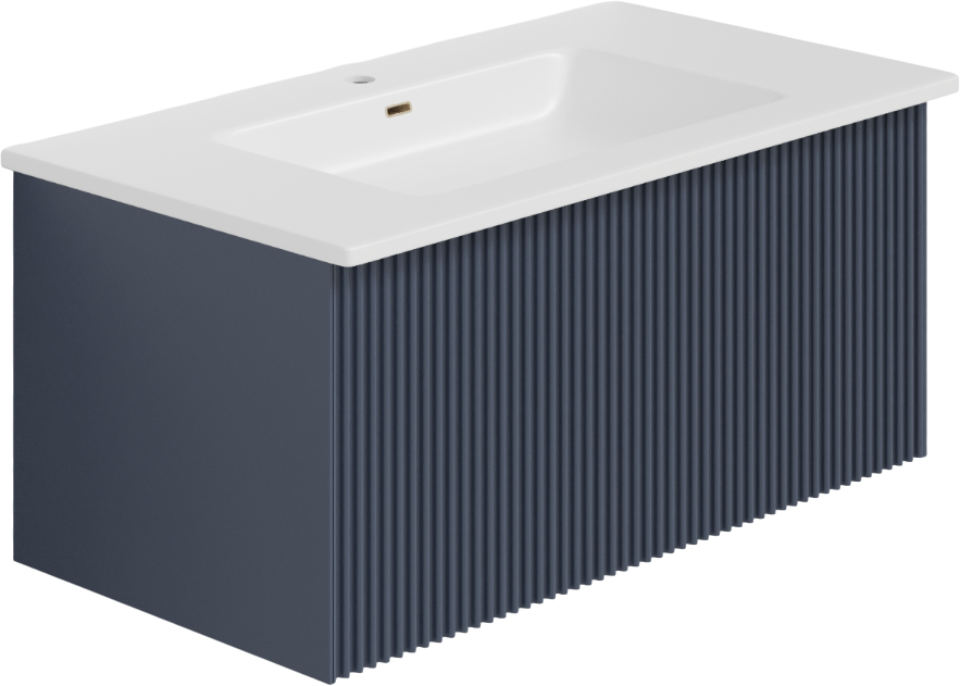 Тумба с раковиной La Fenice Terra 80 подвесная, blu grigio, раковина Slim Line 80 см
