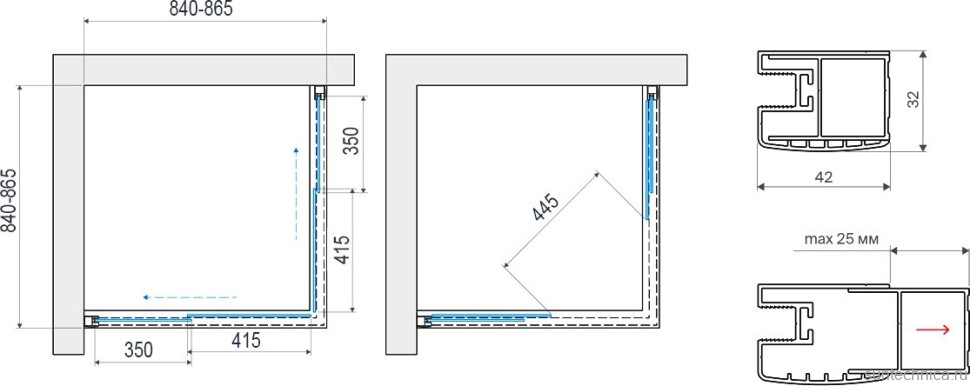 Душевой уголок Vegas Glass ZA Protec 85 04 01 профиль никель, стекло прозрачное