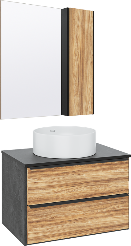 Мебель для ванной комнаты Runo Мальта 70 дуб, черная, раковина Palla 40