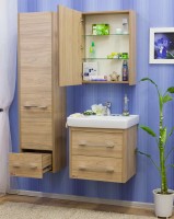 Шкаф пенал для ванной Sanflor Ларго 2 L, вяз швейцарский
