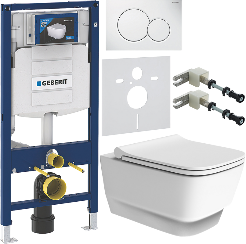Комплект Унитаз подвесной Boheme Bello 971-MW белый матовый + Крышка 975-MW белая матовая + Инсталляция Geberit Duofix UP 320 111.300.00.5 + Кнопка Sigma 01 115.770.11.5 белая + Крепления 111.815.00.1 к стене + Звукоизоляция