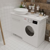 Тумба под раковину со столешницей 1MarKa Wash 110 белый глянец