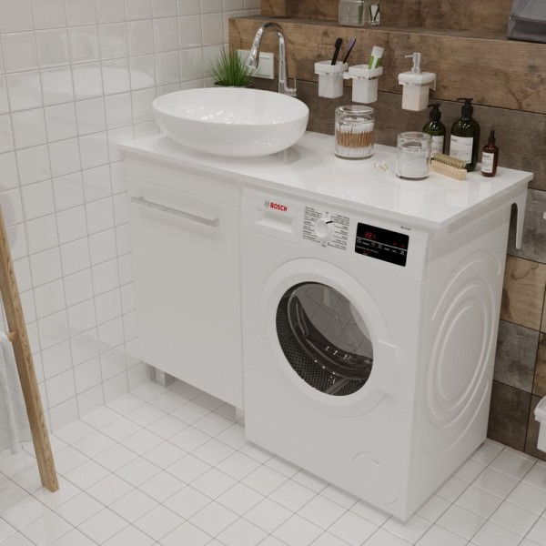 Тумба под раковину со столешницей 1MarKa Wash 110 белый глянец