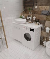 Тумба под раковину со столешницей 1MarKa Wash 110 белый глянец