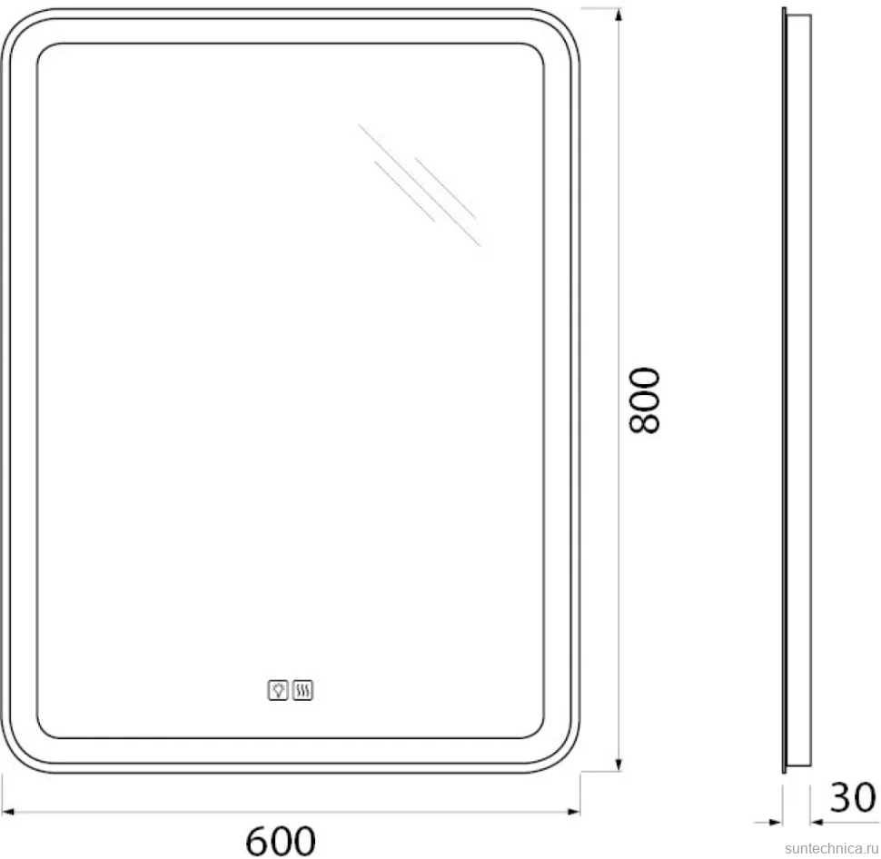 Зеркало BelBagno SPC-MAR-600-800-LED-TCH-WARM с подогревом