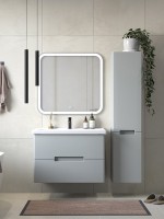 Тумба с раковиной SanStar Ориана 80 подвесная, серая, раковина Santek Миранда 80