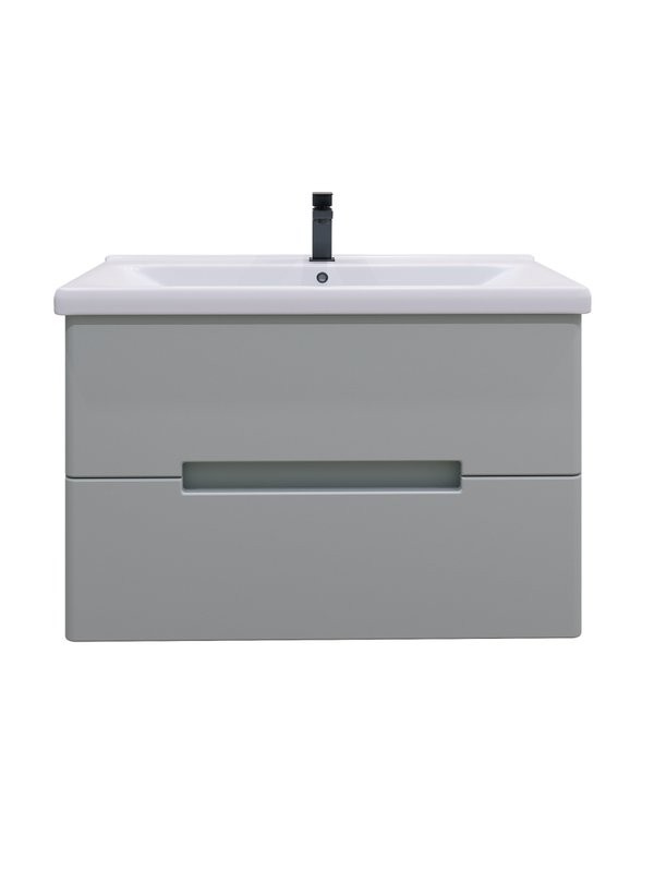 Тумба с раковиной SanStar Ориана 80 подвесная, серая, раковина Santek Миранда 80