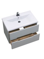 Тумба с раковиной SanStar Ориана 80 подвесная, серая, раковина Santek Миранда 80