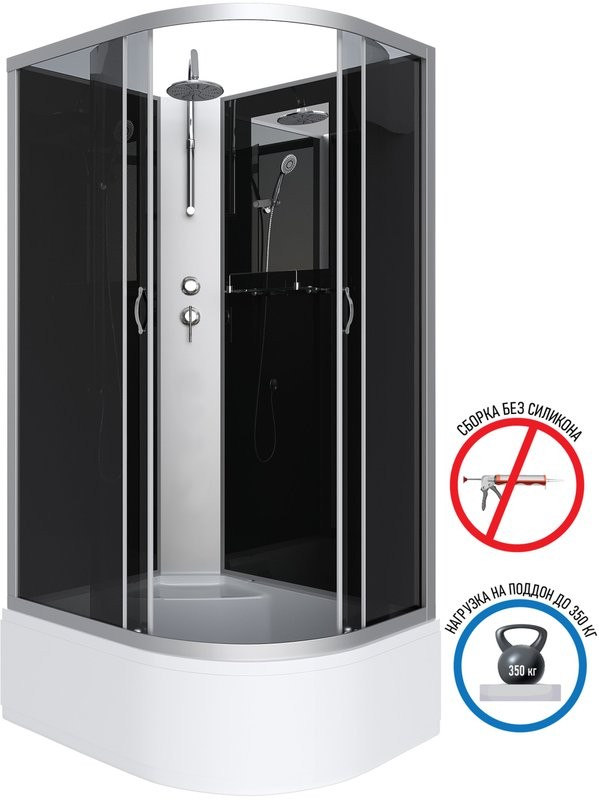 Душевая кабина Niagara Classic NG-2510-14LBKT 120х80 см, без крыши, с тропическим душем