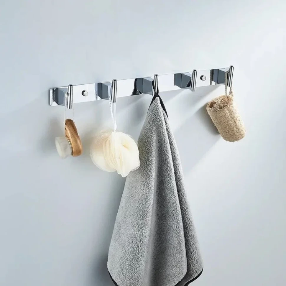 Крючки для ванной и кухни / планка с 5 крючками Shevanik SG5751, хром