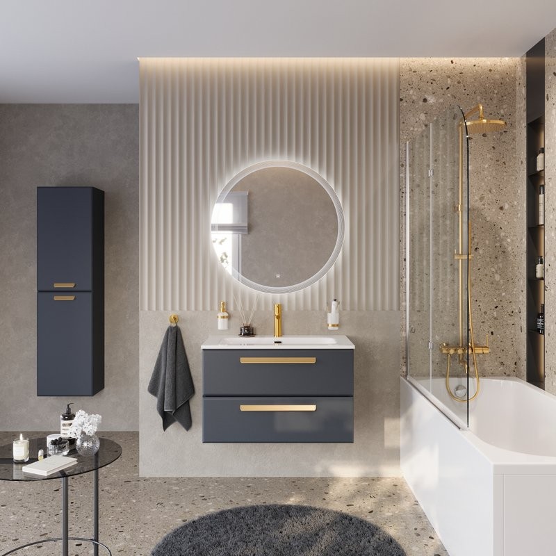 Тумба под раковину без столешницы Cezares Eco Cer-N 80 grafito, ручки сатиновое золото