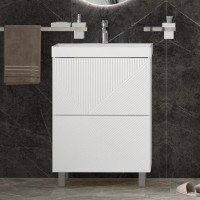 Тумба с раковиной Velvex Edge 60.2Y напольная, белая