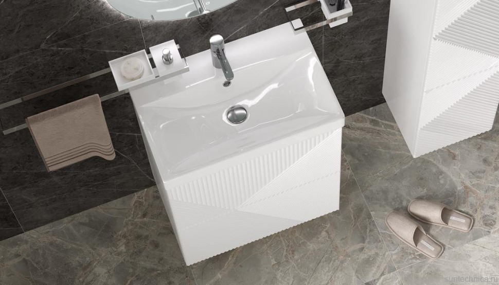 Тумба с раковиной Velvex Edge 60.2Y напольная, белая