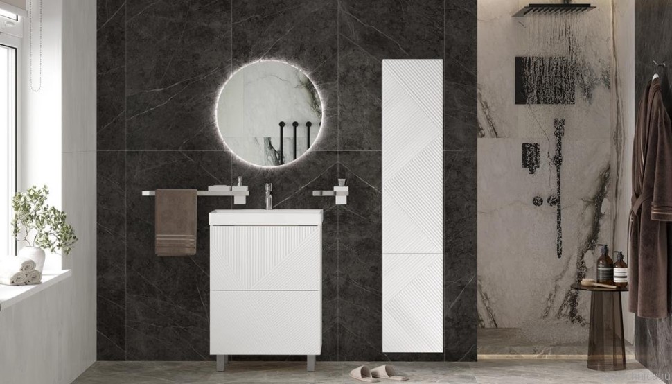 Тумба с раковиной Velvex Edge 60.2Y напольная, белая