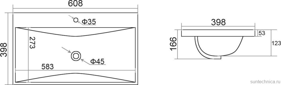 Тумба с раковиной Velvex Edge 60.2Y напольная, белая