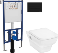 Комплект Унитаз подвесной Hansgrohe CreekTide Q безободковый, с микролифтом + Инсталляция DIWO + Кнопка 7323 черная матовая