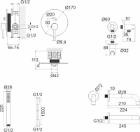 Душевой комплект WHITECROSS Y YSET06GL С ВНУТРЕННЕЙ ЧАСТЬЮ, золото