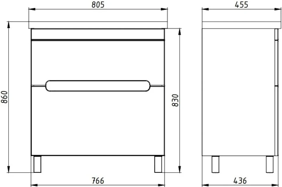 Тумба с раковиной ASB-Mebel Вита 80 белый, дуб золотой
