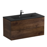 Тумба с раковиной BelBagno Marino 100 подвесная, rovere moro, черная раковина
